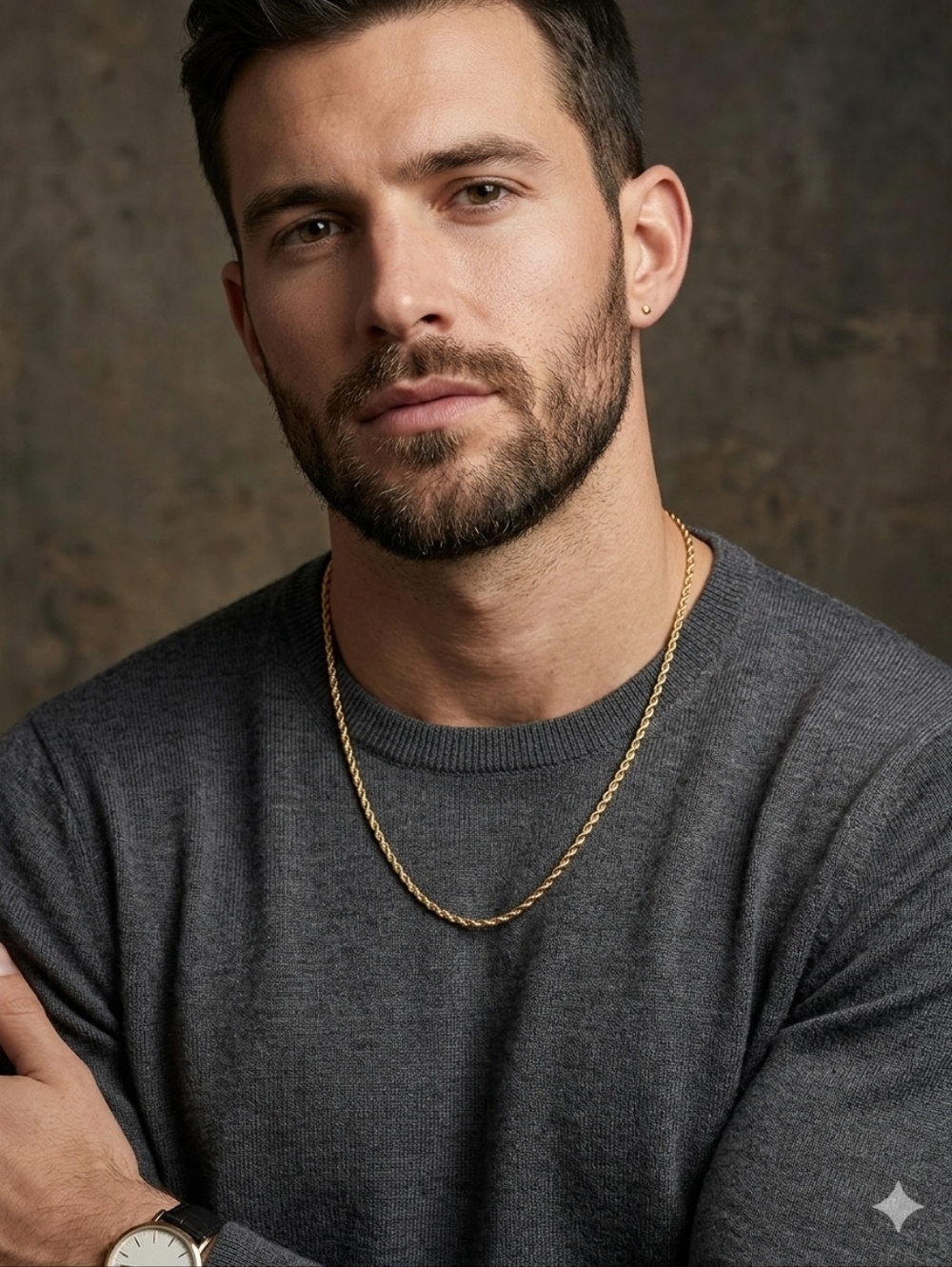 Trifari Gold Rope Chain Necklace - Men's Polished Link‎